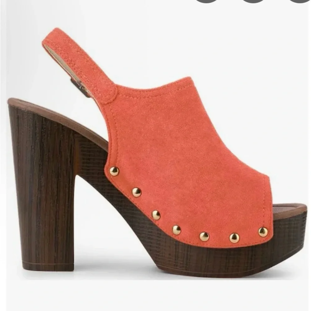 Allegra K NWOB 8.5 faux Orange Suede 4” Platform Sandals